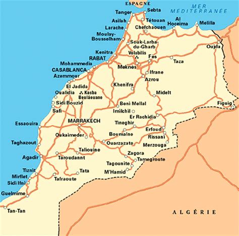 morocco map with cities